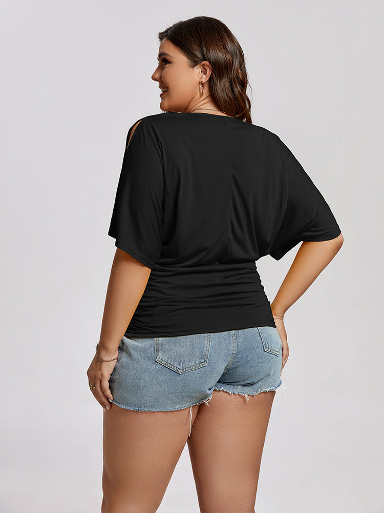 VIP Plus Plain Ruched Cut Out Tee