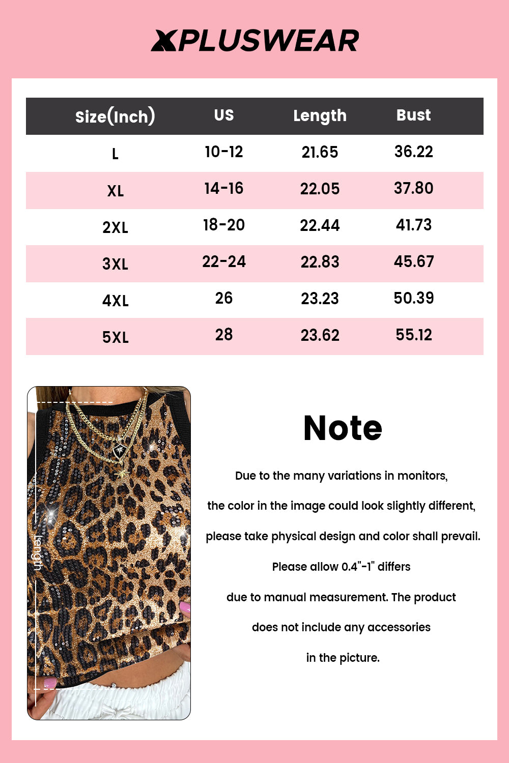 Plus Size Party Khaki Leopard Round Neck Sequin Tank Tops