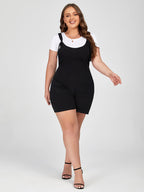 Plus Black Adjustable Strap Pocket Romper
