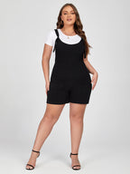 Plus Black Adjustable Strap Pocket Romper