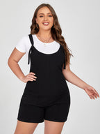 Plus Black Adjustable Strap Pocket Romper