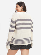Striped Pattern Drop Shoulder Sweater