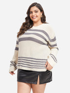 Striped Pattern Drop Shoulder Sweater