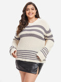 Striped Pattern Drop Shoulder Sweater