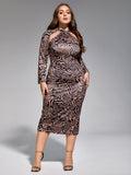 Plus Water Ripple Cut Out Midi Dress