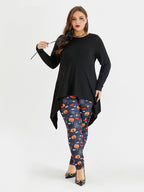 VIP Solid Round Neck Asymmetrical Hem Tee