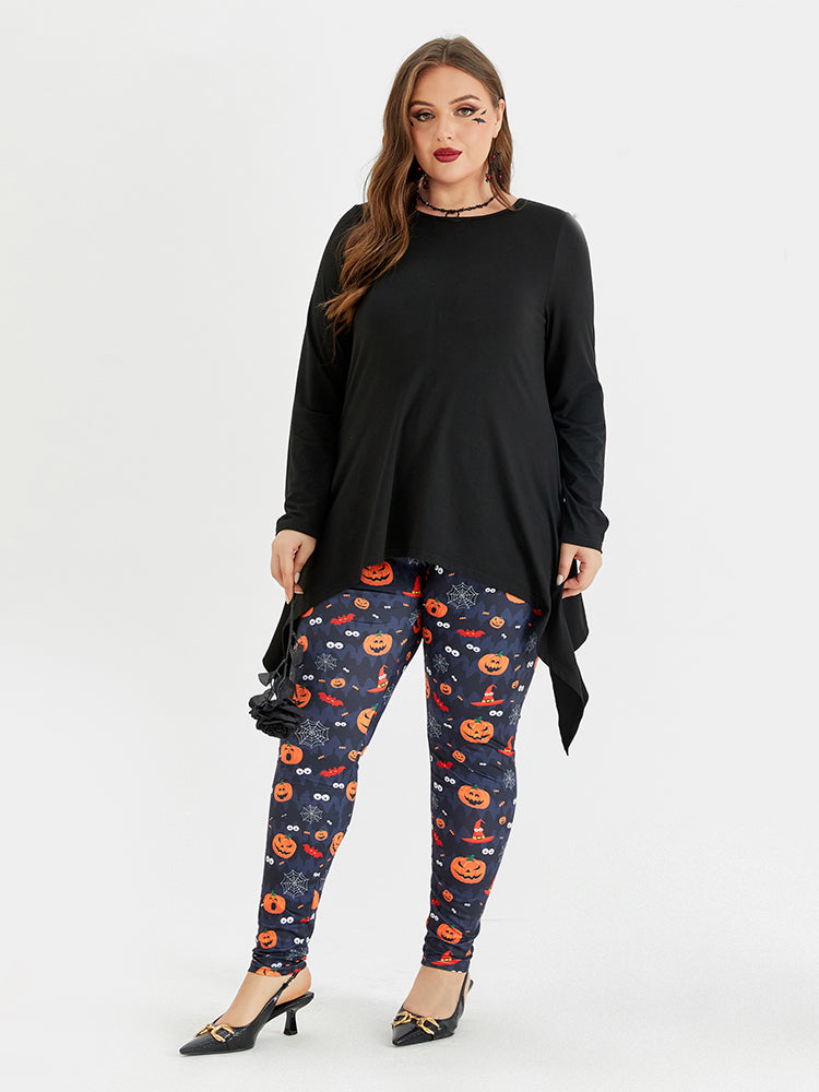 VIP Solid Round Neck Asymmetrical Hem Tee