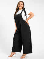 VIP Plus Black Tie Shoulder Pocket Ruched Cami Jumpsuit