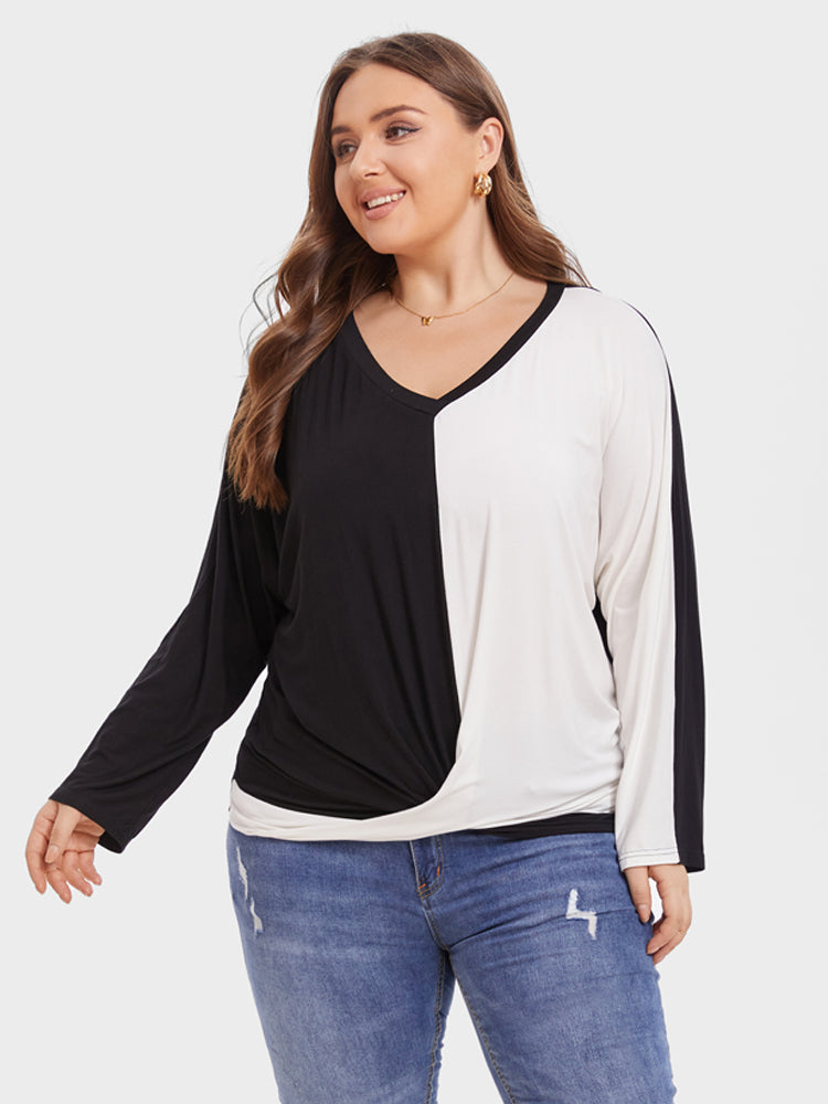 VIP Two Tone Dolman Sleeve Ruched Tee