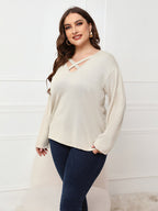 Plus Plain Crisscross V Neck Tee