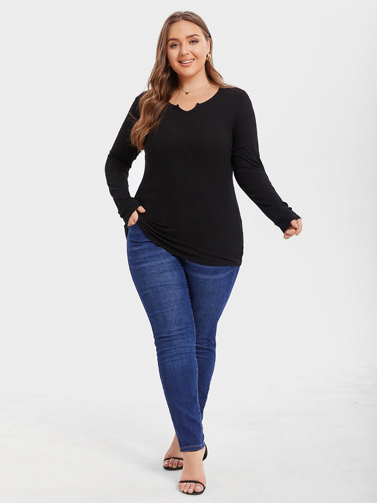 Solid Notched Neck Tee