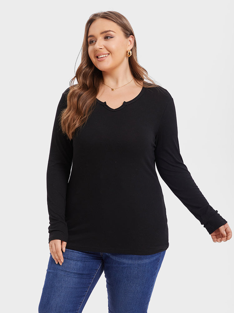 Solid Notched Neck Tee