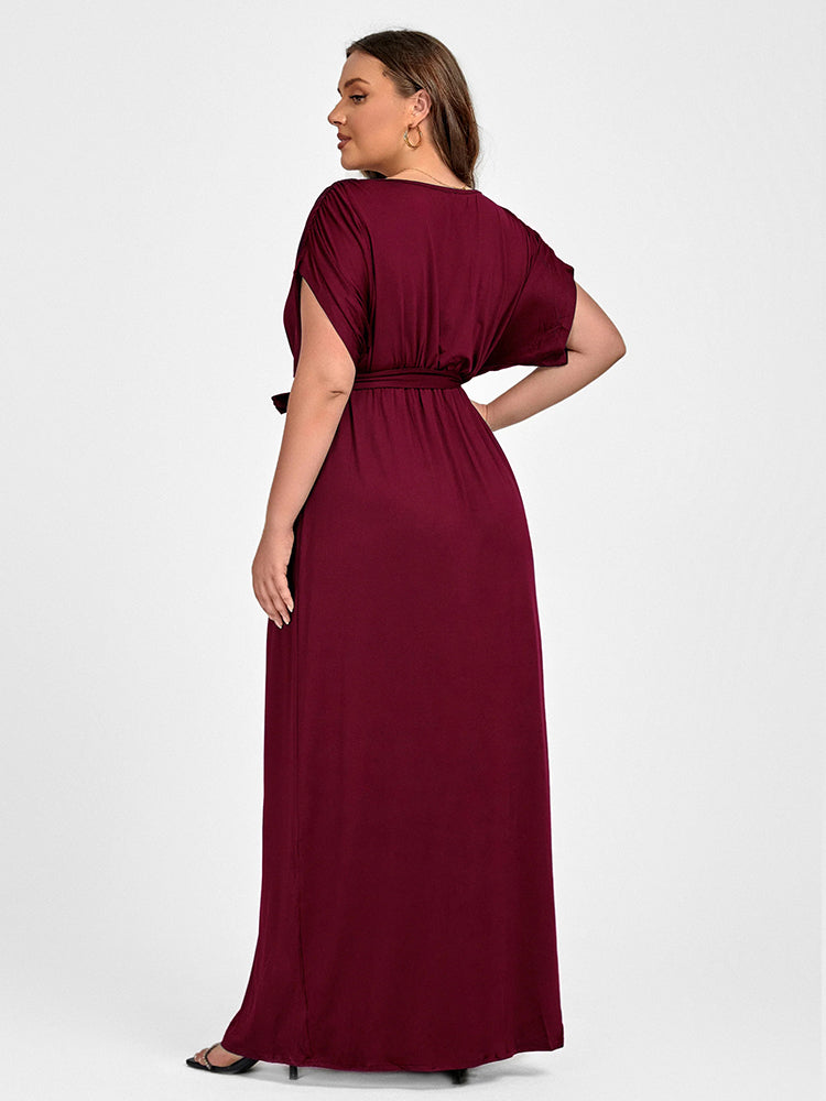 VIP Plus Dolman Sleeve Wrap Maxi Party Dress