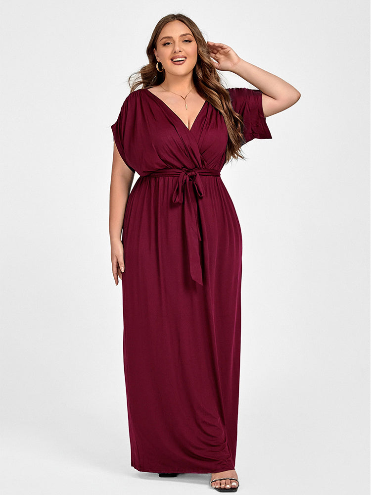 VIP Plus Dolman Sleeve Wrap Maxi Party Dress