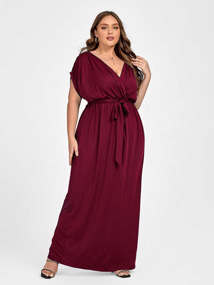 VIP Plus Dolman Sleeve Wrap Maxi Party Dress