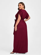 VIP Plus Dolman Sleeve Wrap Maxi Party Dress