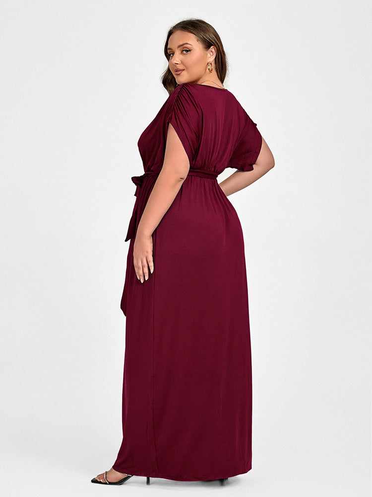 VIP Plus Dolman Sleeve Wrap Maxi Party Dress