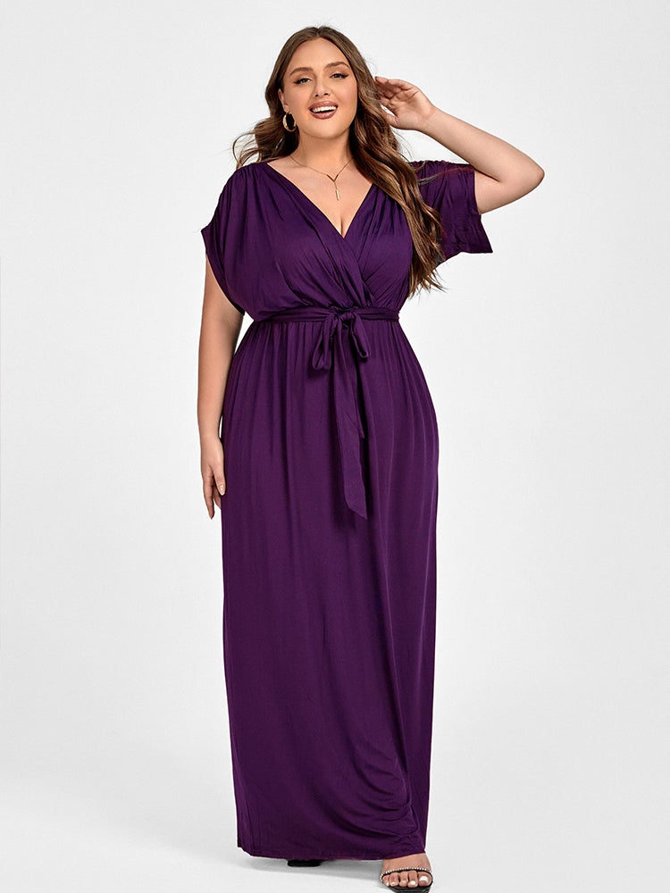 VIP Plus Dolman Sleeve Wrap Maxi Party Dress