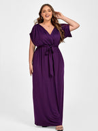 VIP Plus Dolman Sleeve Wrap Maxi Party Dress