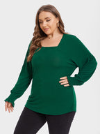 Solid Square Neck Flounce Sleeve Tee