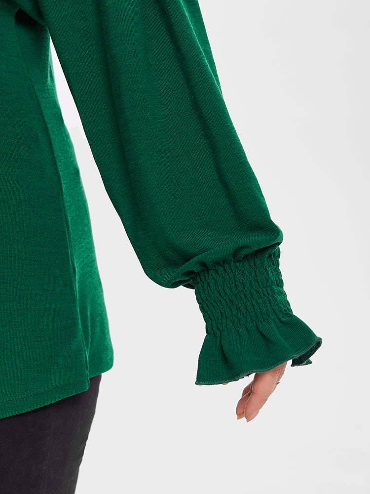 Solid Square Neck Flounce Sleeve Tee