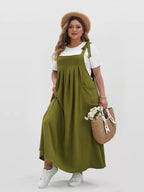 VIP Solid Ruffled Shirred Pocket Sundress