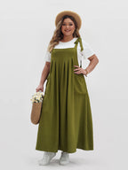 VIP Solid Ruffled Shirred Pocket Sundress