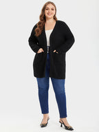 Open Front Patch Pocket Tunic Cardigan