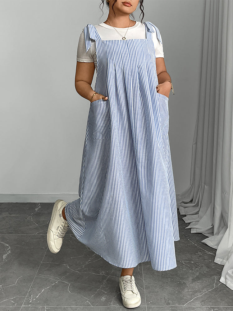 VIP Solid Ruffled Shirred Pocket Sundress