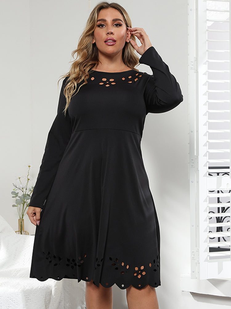Plus Black Hollow Out Midi Dress
