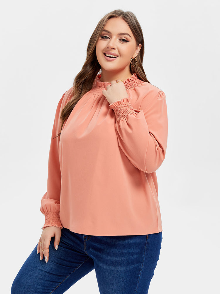 Frill Neck Flounce Sleeve Blouse