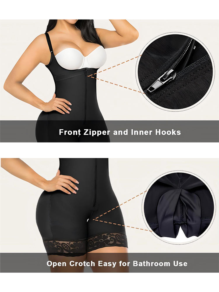 Zipper Open Tummy Control Shapewear Butt Lifter Bodysuit