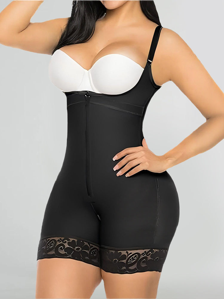Zipper Open Tummy Control Shapewear Butt Lifter Bodysuit
