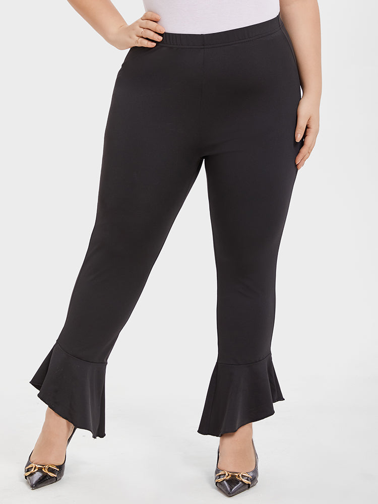 VIP Solid Elastic Waist Flare Leg Pants