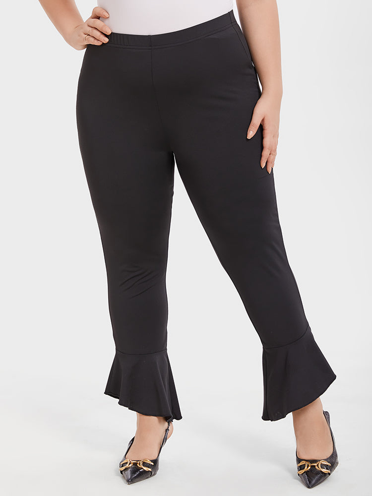 VIP Solid Elastic Waist Flare Leg Pants
