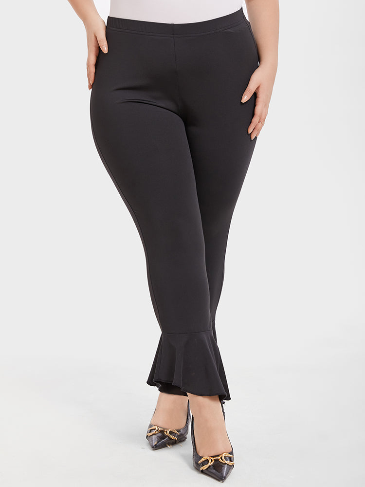 VIP Solid Elastic Waist Flare Leg Pants