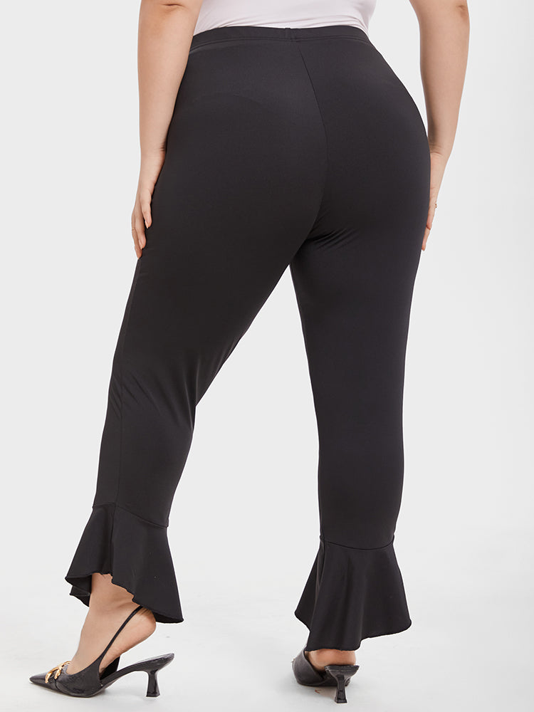 VIP Solid Elastic Waist Flare Leg Pants