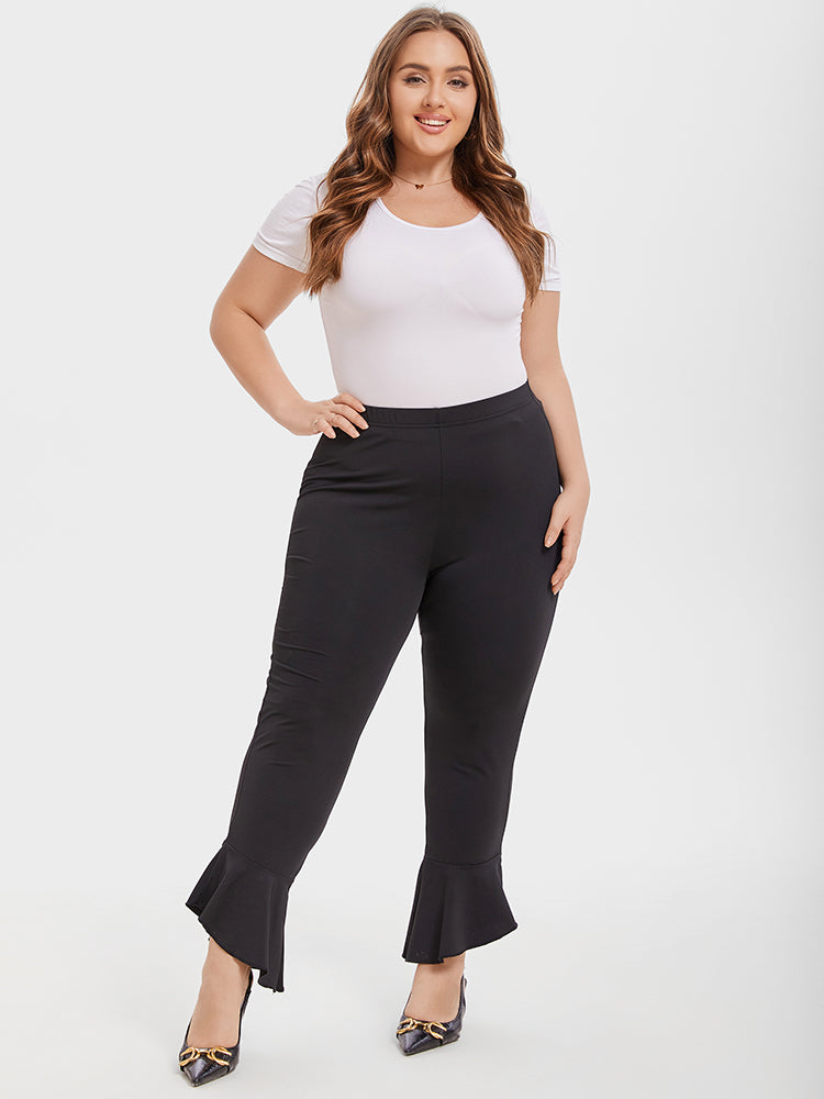 VIP Solid Elastic Waist Flare Leg Pants
