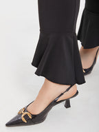VIP Solid Elastic Waist Flare Leg Pants