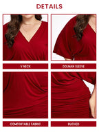 VIP Plus Plain Crisscross V Neck Ruched Hem Tee