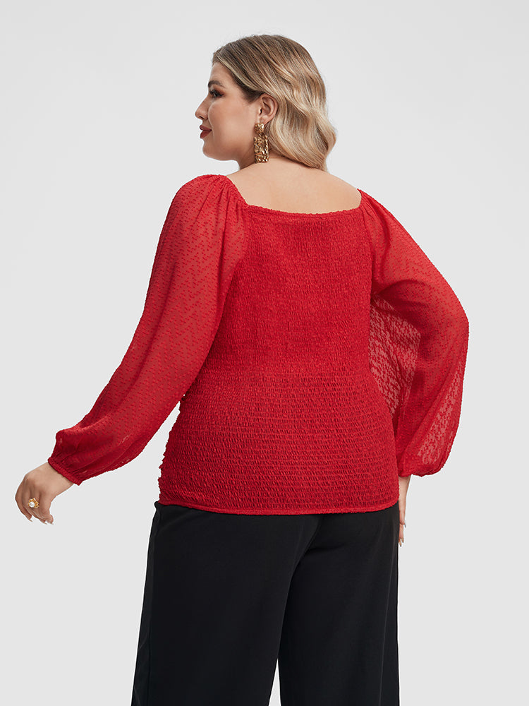 Ruched Bust Lantern Sleeve Blouse