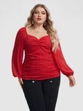 Ruched Bust Lantern Sleeve Blouse