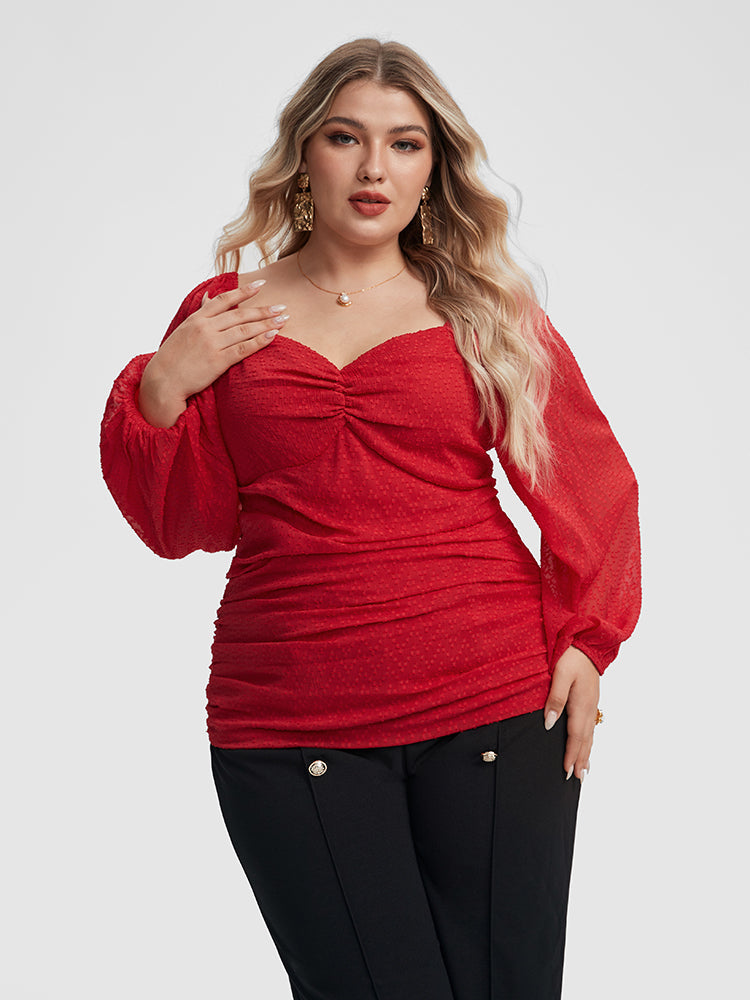 Ruched Bust Lantern Sleeve Blouse