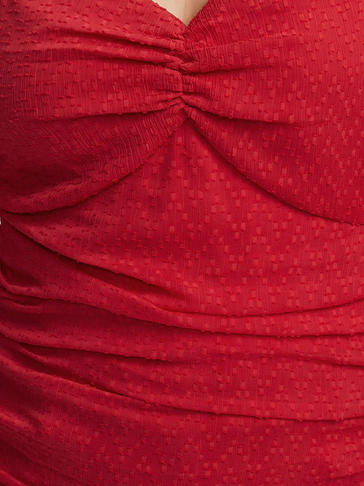 Ruched Bust Lantern Sleeve Blouse