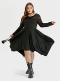 VIP Halloween Spider Web Print Asymmetrical Hem Midi Dress