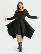 VIP Halloween Spider Web Print Asymmetrical Hem Midi Dress