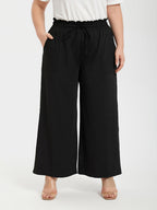 VIP Plus Plain Paperbag Waist Kont Front Pocket Wide Leg Pants