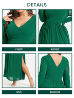 VIP Elastic Waist Split Ruched Glitter Maxi Dress