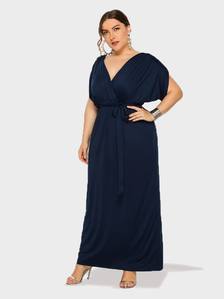 VIP Plus Dolman Sleeve Wrap Maxi Party Dress