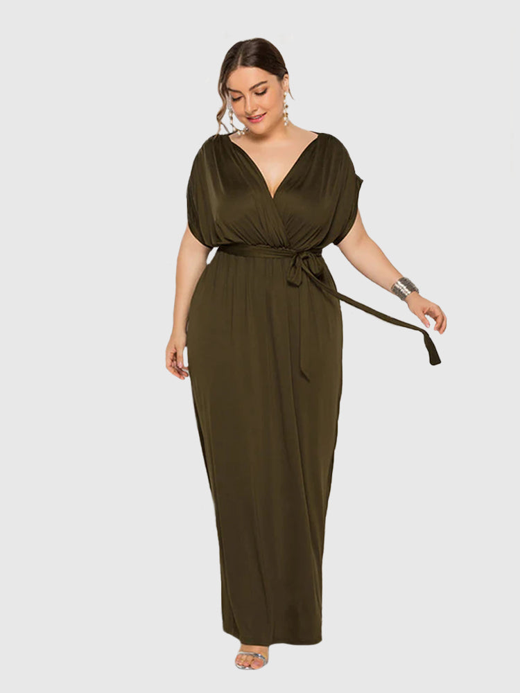 VIP Plus Dolman Sleeve Wrap Maxi Party Dress